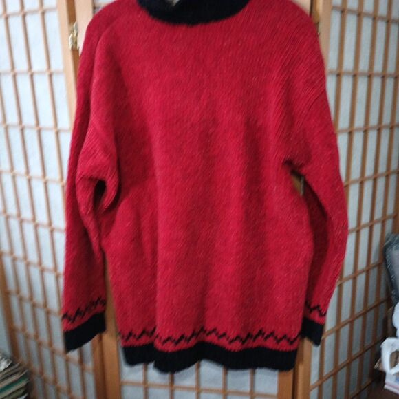 Sigrid Olsen Sport Red Chenille Sweater L Nordic Tree Knit Pullover Christmas - Picture 4 of 14